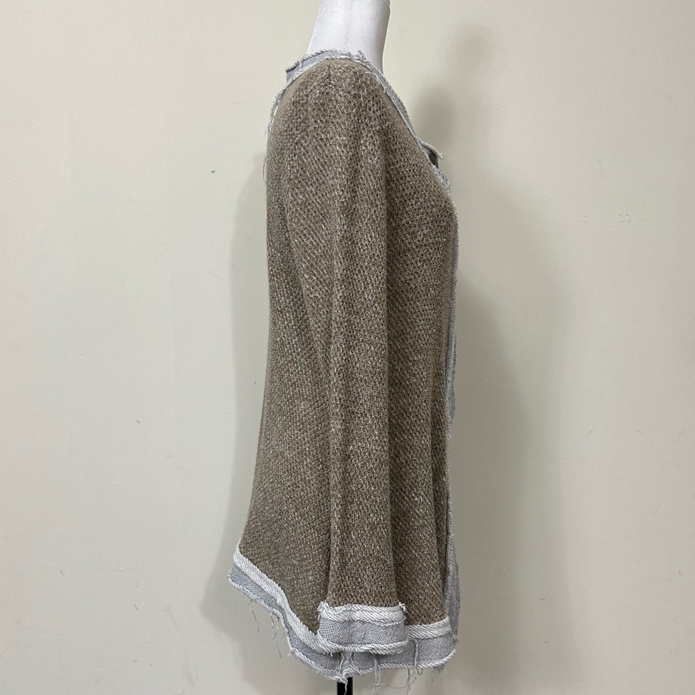 NWOT Pete Cotton Blend Brown Grey Factory Distressed Grunge Wrap Cloak Coat M/L - Picture 9 of 16